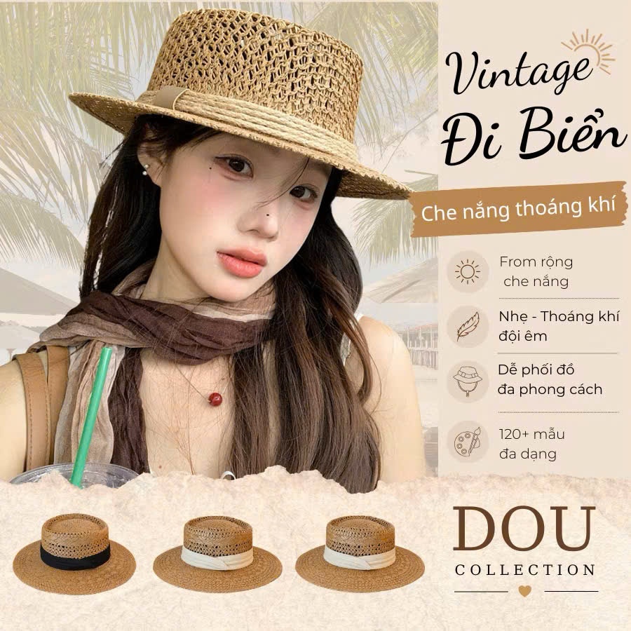 Nón Cói Unisex Dáng Fedora Vành Ngắn Dệt Thoáng Nhẹ Phối Dây Thừng Cổ Điển Phù Hợp Mang Dạo Phố Đi Chơi - Mã NC131