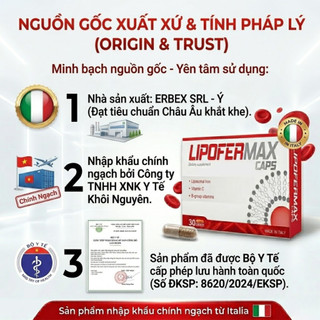 Sắt Liposome Lipofermax Ý - Viên Uống Bổ Máu, Bổ Sung Sắt Cho Bà Bầu, Phụ Nữ Sau Sinh - Hộp 30 Viên Chính Hãng