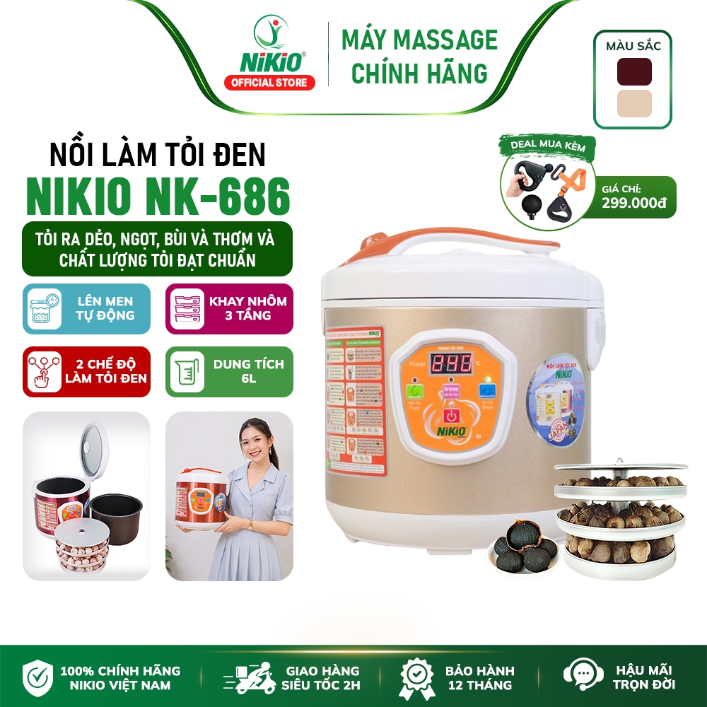 Nồi ủ tỏi lên men Làm Tỏi Đen Tùy Chỉnh Nhật Bản Nikio NK-686 - Làm được 2kg tỏi đen - Màu Vàng Gold