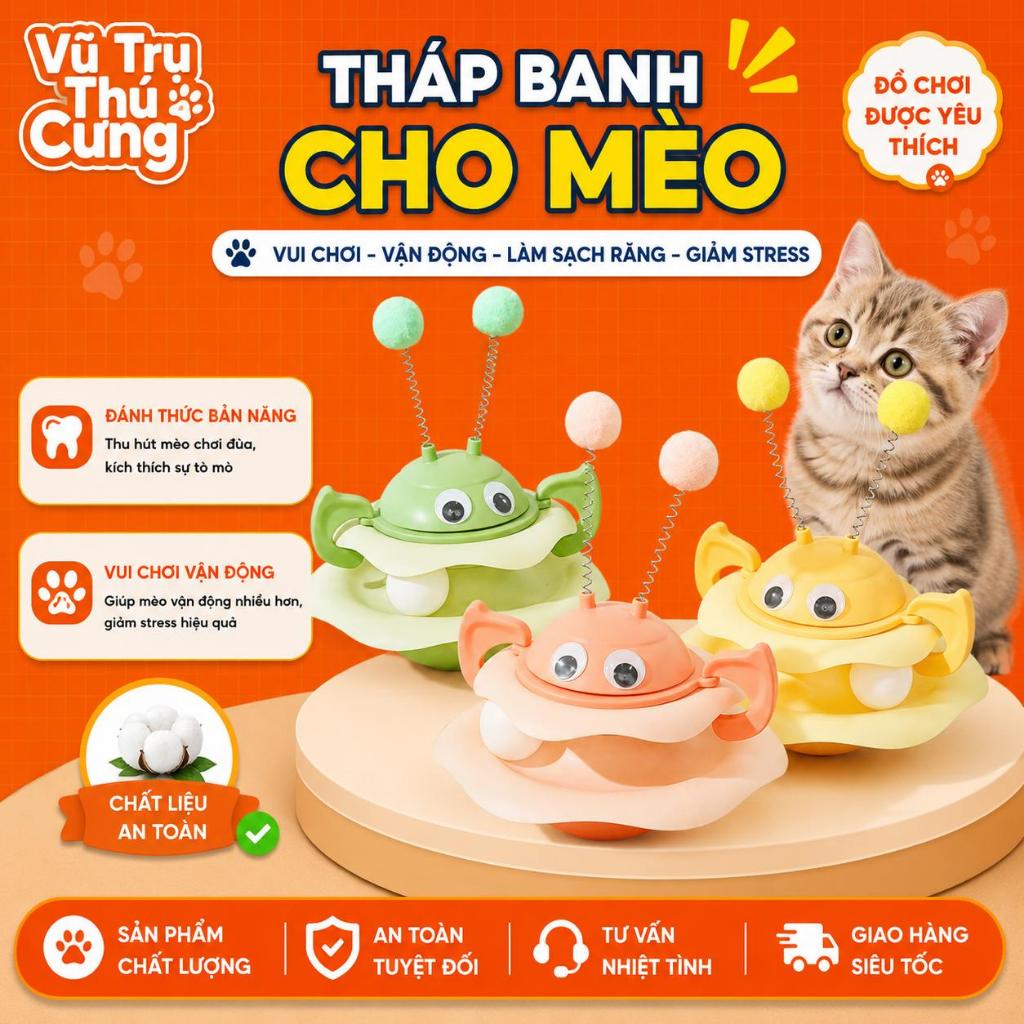 Đồ Chơi Cho Mèo Tháp Banh Tương Tác Vui Nhộn