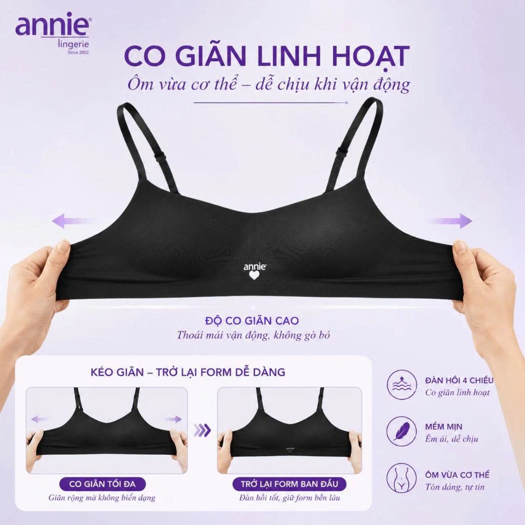 Áo ngực không gọng su đúc annie Bra 8552 mút mỏng, mềm mịn, không viền