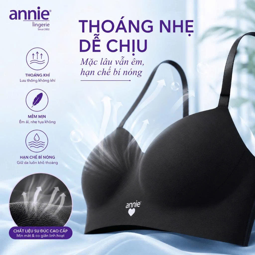 Áo ngực không gọng su đúc annie Bra 8552 mút mỏng, mềm mịn, không viền