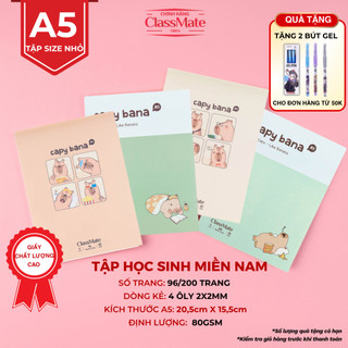 Tập Viết A5 Capybana Kẻ 4 Ô Ly 96/ 200 Trang, Tập Ô Li Miền Nam Giấy 80gsm Dày Dặn Cho Học Sinh Cấp 1 NA5-09-026/027