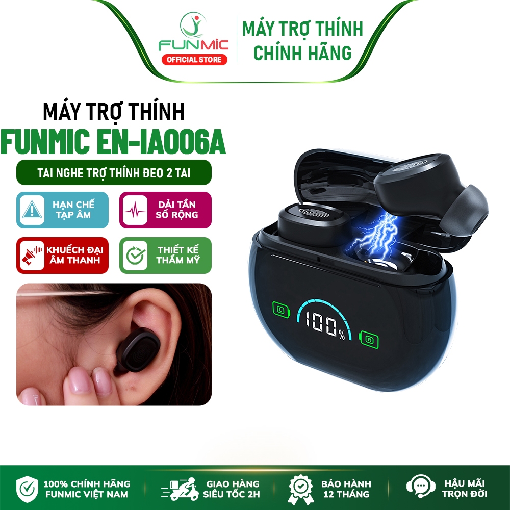 Tai nghe trợ thính không dây pin sạc Funmic EN-IA006A - Phù hợp cho nhiều độ tuổi