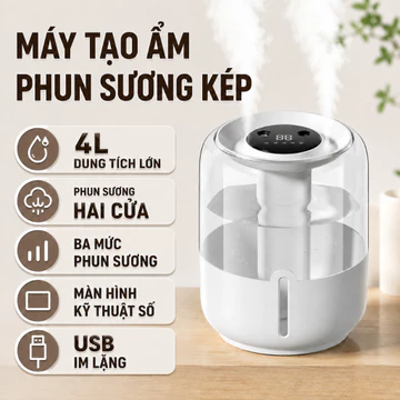 Máy tạo độ ẩm Máy phun sương Máy tạo ẩm Không khí Máy tạo ẩm 4L hai vòi phun dùng phòng ngủ văn phòng
