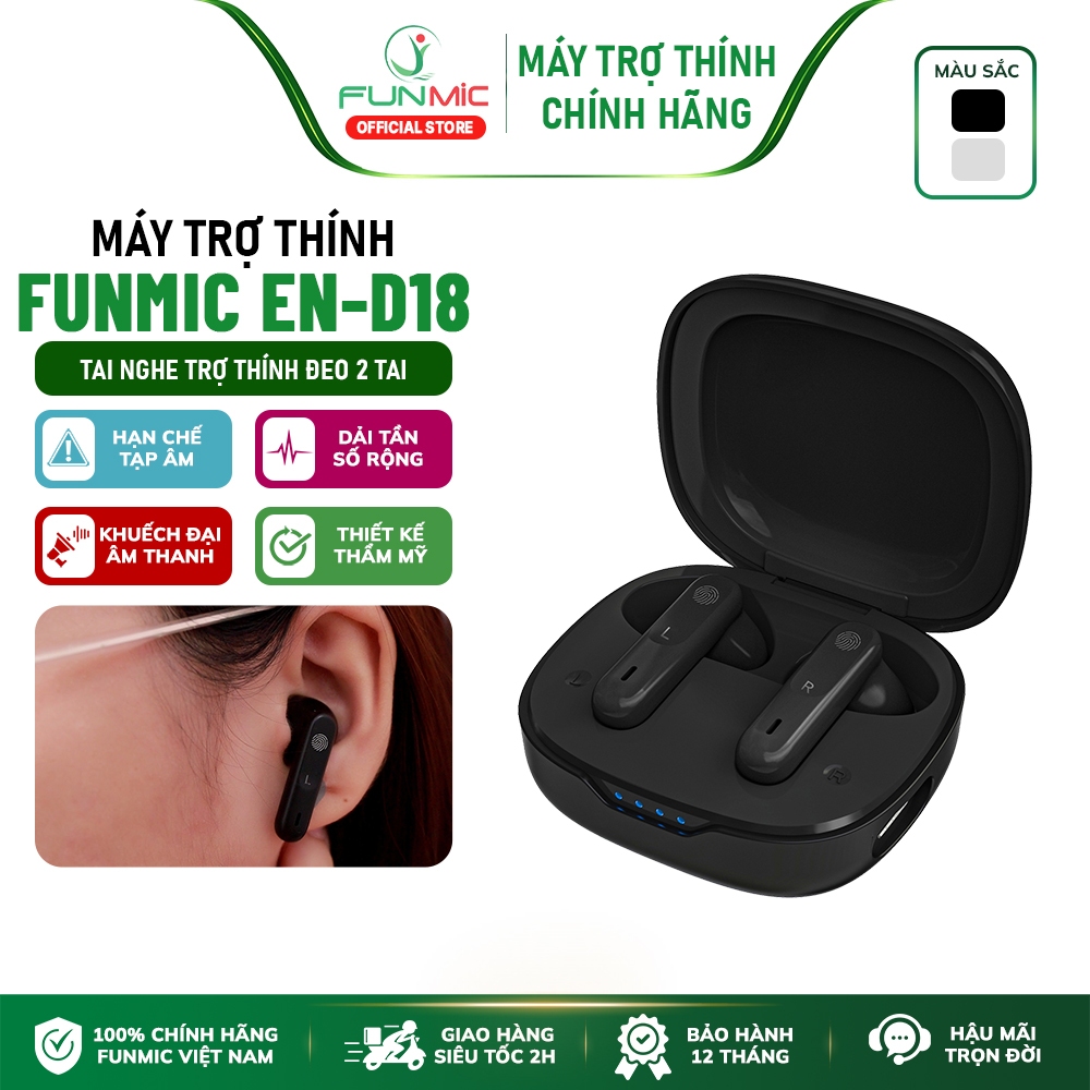 Máy trợ thính không dây Funmic EN-D18 - Âm thanh to rõ sắc nét, hạn chế tạp âm tiếng ồn hiệu quả