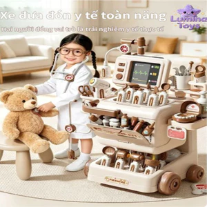 🩺 Xe đẩy đồ chơi y tế điện tâm đồ có âm thanh ánh sáng | Bộ 30 dụng cụ y tế cho bé trai gái 3-6 tuổi chơi giả lập bác sĩ