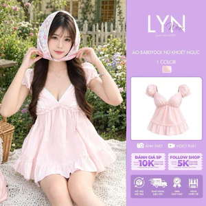 | LYN WEAR | (HOẢ TỐC) Áo babydoll nữ cổ V xếp tầng phối ren tay ngắn dáng xòe dễ thương
