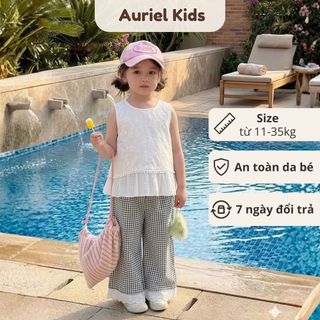 Set Bộ Bé Gái, Đồ Bộ Bé Gái Thiết Kế Áo Tiểu Thư Kèm Quần Ống Suông Chất Liệu Cotton Mềm Mại