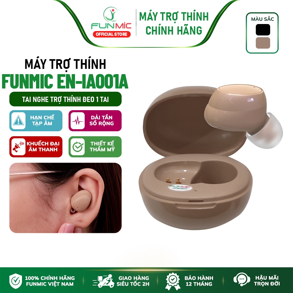 Máy trợ thính nhét tai Funmic EN-IA001A - Đeo 1 bên tai, khuyếch đại âm thanh to rõ