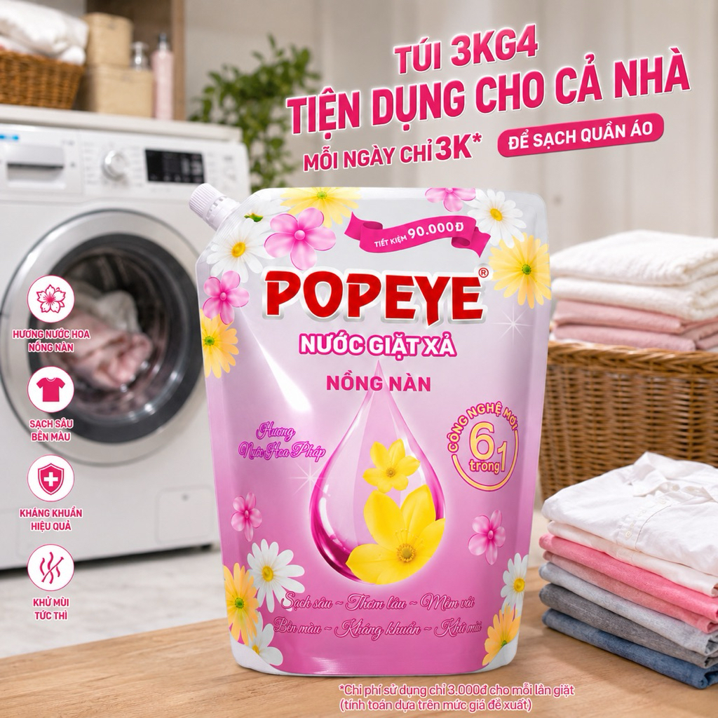 [Mua 1 tặng 1 ] Combo Tiết Kiệm Cho Cả Nhà -  Nước Giặt Xả Hương Nồng Nàn + Nước Lau Sàn Ngẫu Nhiên