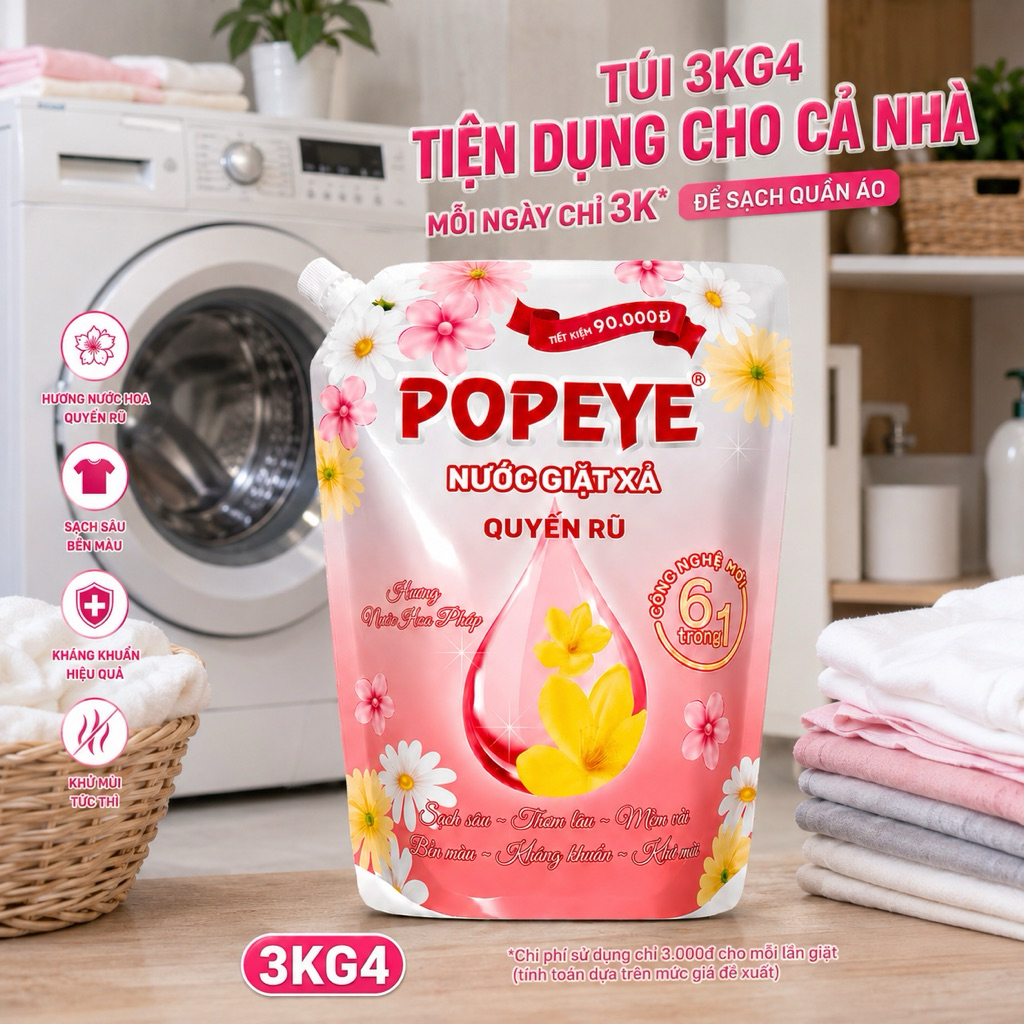 [Mua 1 tặng 1 ] Combo Tiết Kiệm Cho Cả Nhà -  Nước Giặt Xả Hương Quyến Rũ + Nước Lau Sàn Ngẫu Nhiên