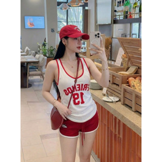 Set quần áo thể thao nữ áo sát nách ôm dáng quần short ngắn bo viền năng động trẻ trung HCOM26127