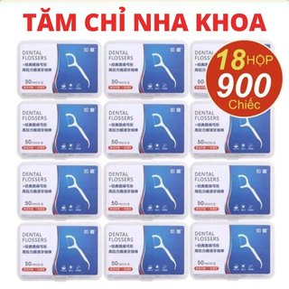 Combo 18 Hộp 900 Chiếc Tăm Chỉ Nha Khoa Làm Sạch Kẽ Răng, Loại Bỏ Mảng Bám, Không Thưa Răng