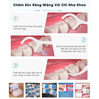 Combo 12 Hộp 600 Chiếc Tăm Chỉ Nha Khoa, Tăm Xỉa Răng Thông Minh Làm Sạch Kẽ Răng Chống Hôi Miệng