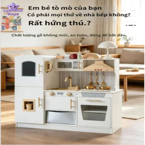 Bộ đồ chơi bếp gỗ Vienna kích thước 60x26x80cm, kèm phụ kiện nấu ăn hoàn chỉnh, chơi nhà bếp thú vị