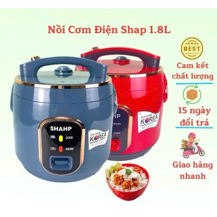 Nồi Cơm Điện SHAHP dung tích 1.8L nấu 4-6 người ăn, nấu cơm chín nhanh, nồi cơ siêu bền, chống dính