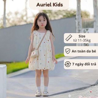 Váy Bí Bé Gái, Váy Bí Bé Gái Chất Liệu Cotton Mềm Mại Phối Họa Tiết Dễ Thương Mặc Hàng Ngày