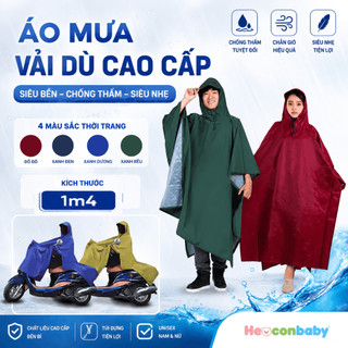Áo Mưa Vải Dù Cao Cấp Nam/Nữ Chống Thấm Siêu Bền Có Túi Đựng – Áo Mưa Đi Xe Máy Size 1m4