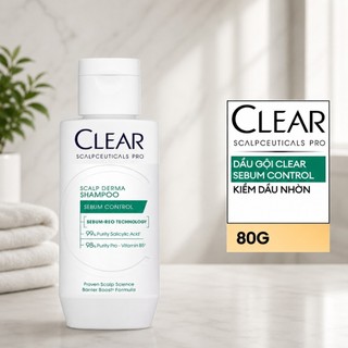 Dầu Gội Clear Scalpceuticals Pro Sebum Control 80G | Kiểm Soát Dầu Nhờn, Giảm Bết Tóc, Chai Mini