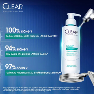 Dầu Gội Clear Scalpceuticals Pro Sebum Control 80G | Kiểm Soát Dầu Nhờn, Giảm Bết Tóc, Chai Mini