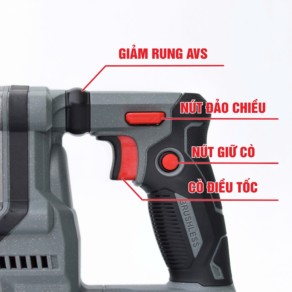 Máy Khoan Bê Tông Dùng Pin WORKFIX WF-RH2203CP, Có chống rung AVS, Có chống lật Anti_kickback