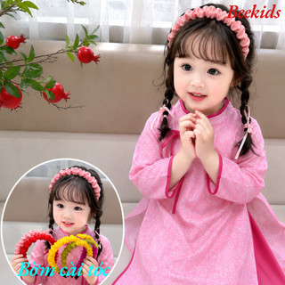 Bờm Cài Tóc Bé Gái Nhiều Màu Sắc Chất Gấm Nhún Mặc Áo Dài, Áo Bà Ba Váy Đi Biển, Đi Chơi