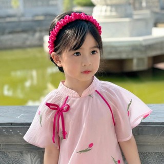 Bờm Cài Tóc Bé Gái Nhiều Màu Sắc Chất Gấm Nhún Mặc Áo Dài, Áo Bà Ba Váy Đi Biển, Đi Chơi