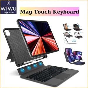 Bao Da Bàn Phím WiWU Mag Touch Cho iPad Pro M4 / Air M2 M3 / Gen 10 - Có TrackPad, Đèn LED 7 Màu, Tách Rời