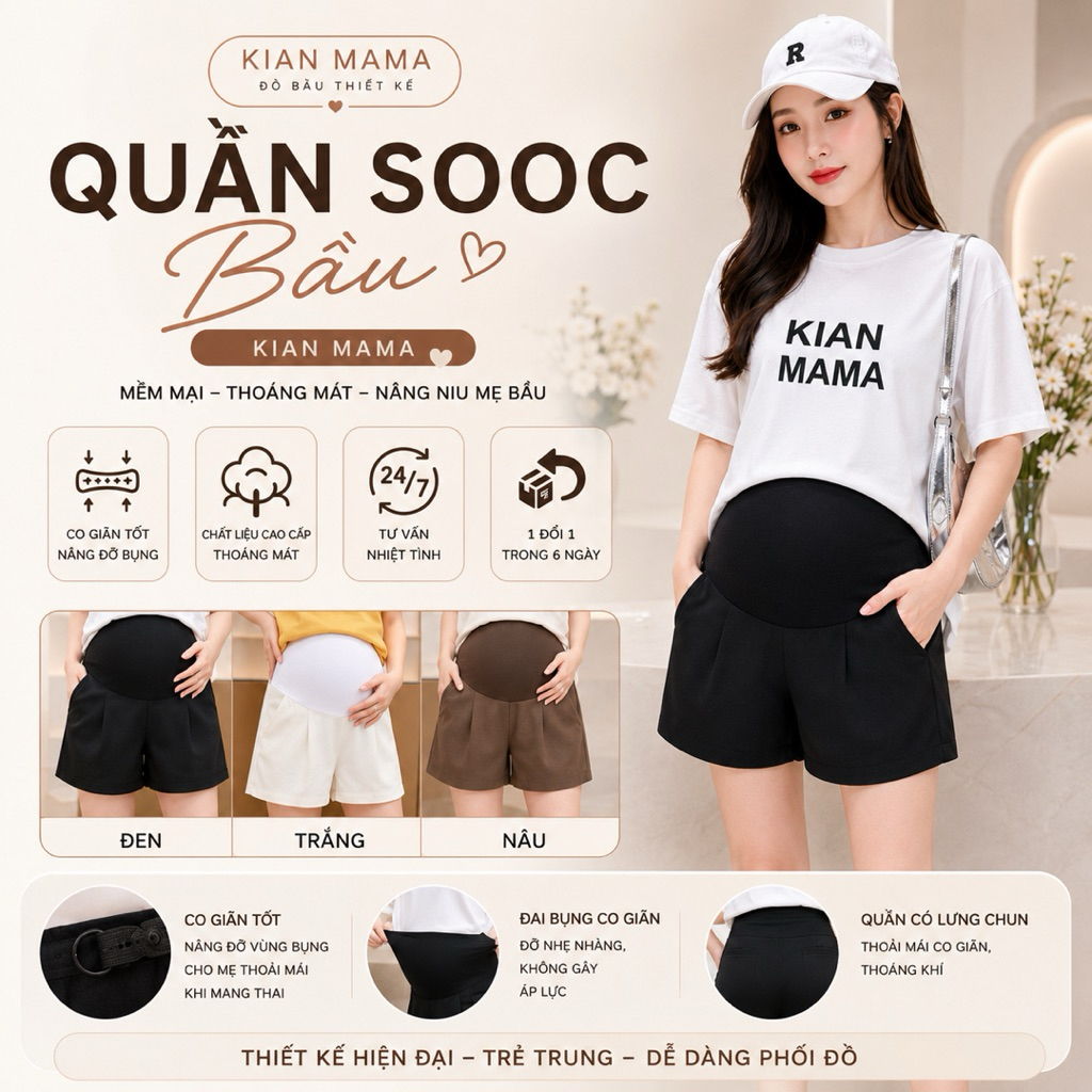 [COMBO SIÊU HỜI] 3 Quần bầu Ki An☘️quần sooc bầu chất ruby ống rộng - hàng loại 1- siêu mát siêu đẹp🌸size từ s~3xl