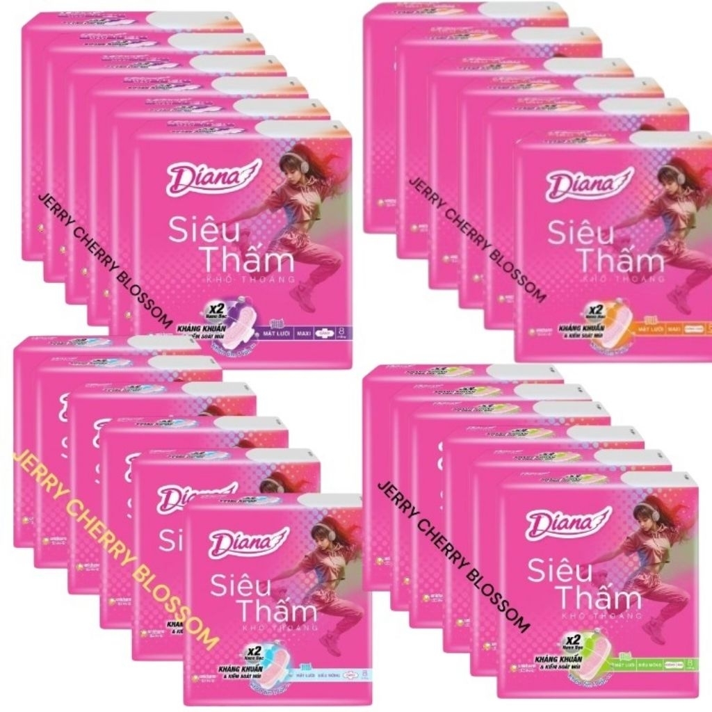 Bộ 6 gói Băng vệ sinh Diana siêu thấm dầy/ mỏng đủ loại(bảo bì thay đổi theo đợt)