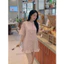 Váy sơ mi dáng ngắn phối bèo nhún chất thô xốp họa tiết chấm bi đầm ngủ babydoll coquette HCOM27276