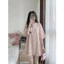 Váy sơ mi dáng ngắn phối bèo nhún chất thô xốp họa tiết chấm bi đầm ngủ babydoll coquette HCOM27276