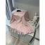 Váy sơ mi dáng ngắn phối bèo nhún chất thô xốp họa tiết chấm bi đầm ngủ babydoll coquette HCOM27276