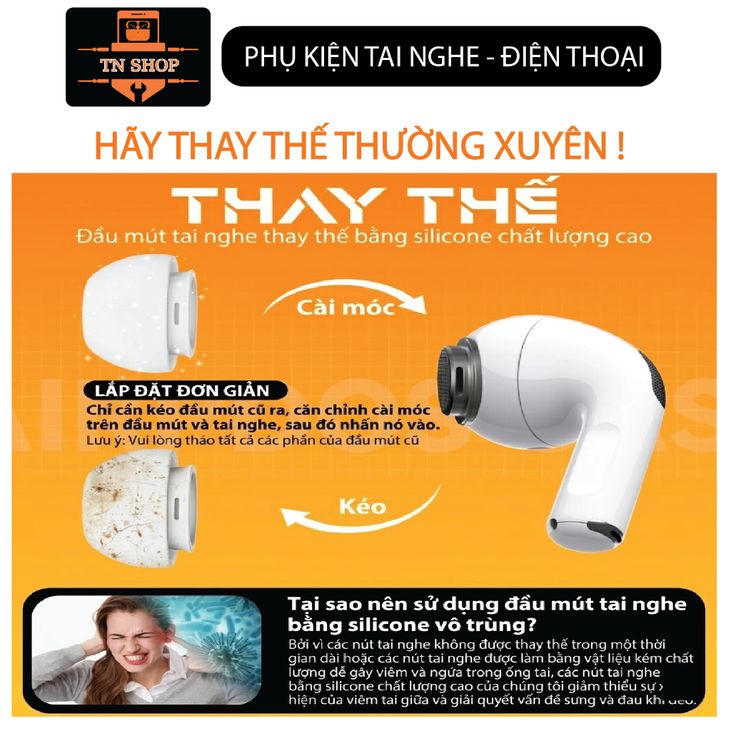 [NÚM AIRPORDS PRO GEN1/2] BỘ 2 NÚT TAI NGHE MỀM MẠI DÀNH CHO AIRPORDS PRO GEN 1 PRO GEN 2 CÓ LỖ GIẢM ÁP CÓ LƯỚI
