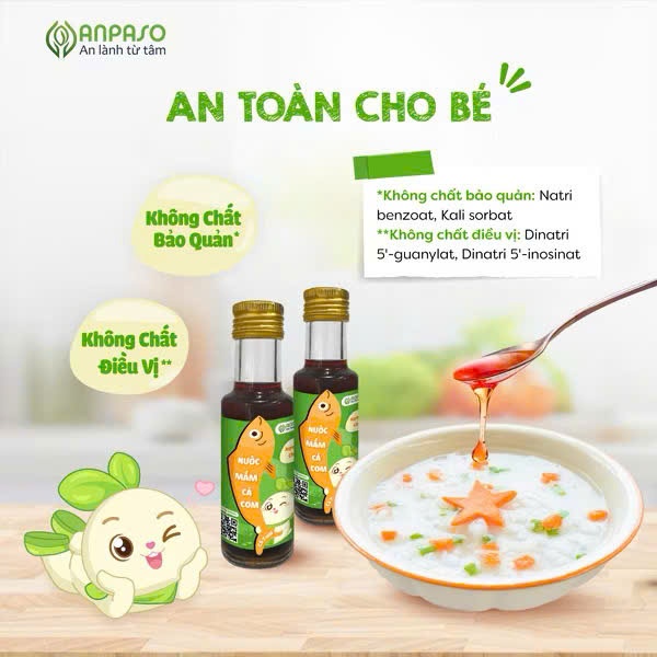 Nước Mắm Ăn Dặm Cho Bé Anpaso 120ml. Nước Mắm Cá Cơm Nguyên Chất 40 Độ Đạm