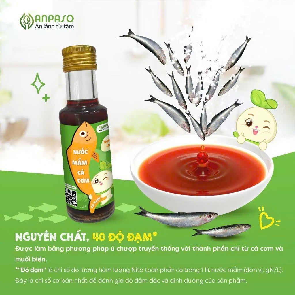 Nước Mắm Ăn Dặm Cho Bé Anpaso 120ml. Nước Mắm Cá Cơm Nguyên Chất 40 Độ Đạm