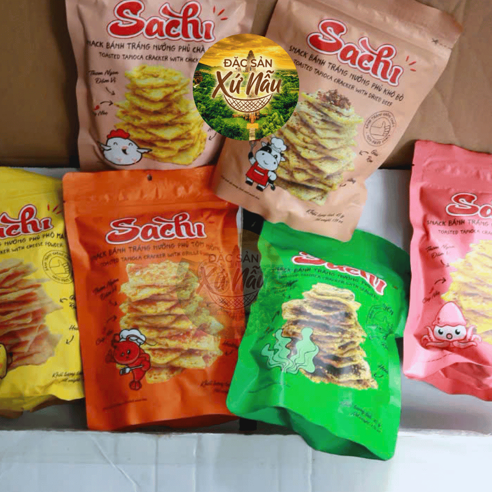 [COMBO 2] Snack Bánh Tráng Nướng Giòn Sachi Phủ Vị Thơm Ngon Giòn Tan Ăn Vặt