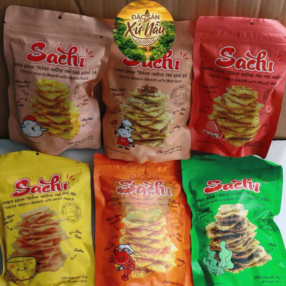 [COMBO 2] Snack Bánh Tráng Nướng Giòn Sachi Phủ Vị Thơm Ngon Giòn Tan Ăn Vặt