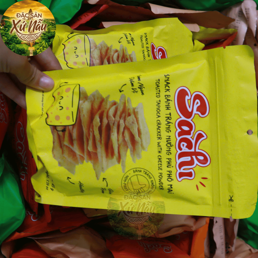 [GÓI LẺ 45G] Snack Bánh Tráng Nướng Giòn Sachi Phủ Vị Phô Mai Thơm Ngon Giòn Tan
