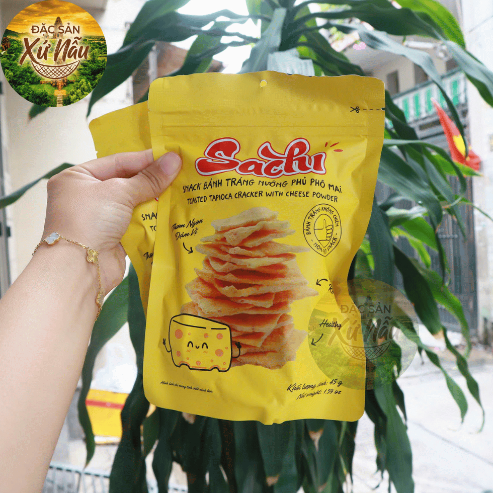 [GÓI LẺ 45G] Snack Bánh Tráng Nướng Giòn Sachi Phủ Vị Phô Mai Thơm Ngon Giòn Tan