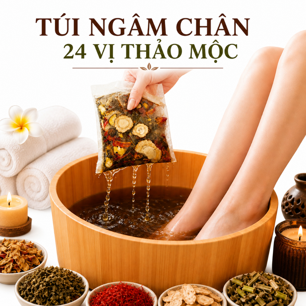 Túi Ngâm Chân 24 Vị Thảo Mộc Đông Y Cao Cấp - Thư Giãn, Giảm Mỏi Chân, Hỗ Trợ Ngủ Ngon