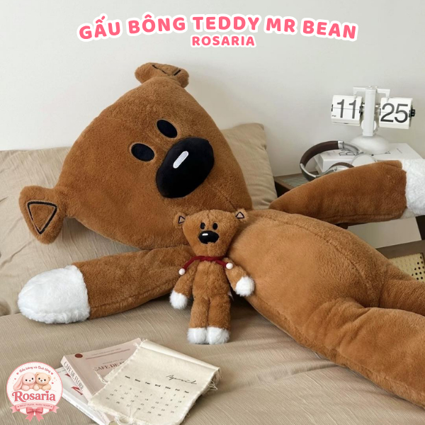 Gấu Bông Teddy Mr Bean Cao Cấp 25cm/60cm/80cm/110cm – Gấu Nâu Dễ Thương Mềm Mịn Ôm Ngủ Siêu Êm