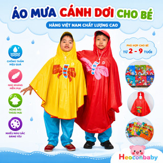 Áo Mưa Cánh Dơi Nhiều Màu Cho Bé 2-10 Tuổi - Hàng Việt Nam Cao Cấp, Chống Thấm Nước