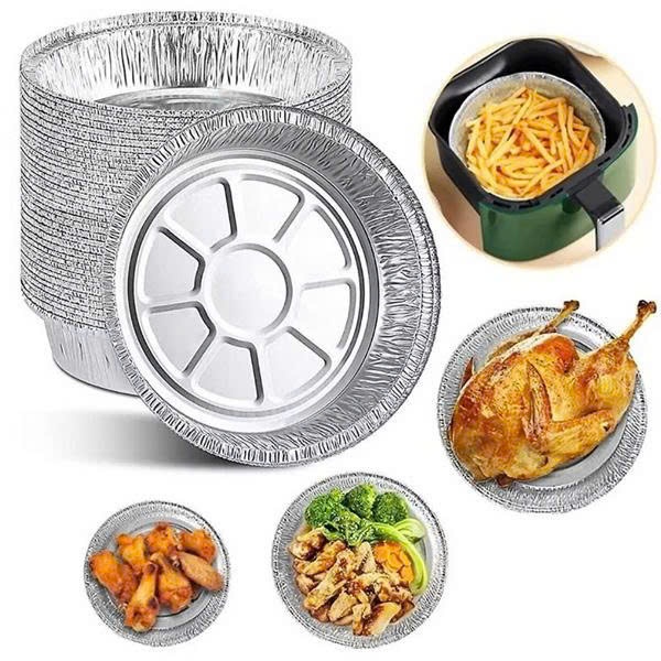 [ Hỏa Tốc ] set 10 khay giấy bạc size 18-22cm lót nồi chiên không dầu lò nướng đựng thức ăn