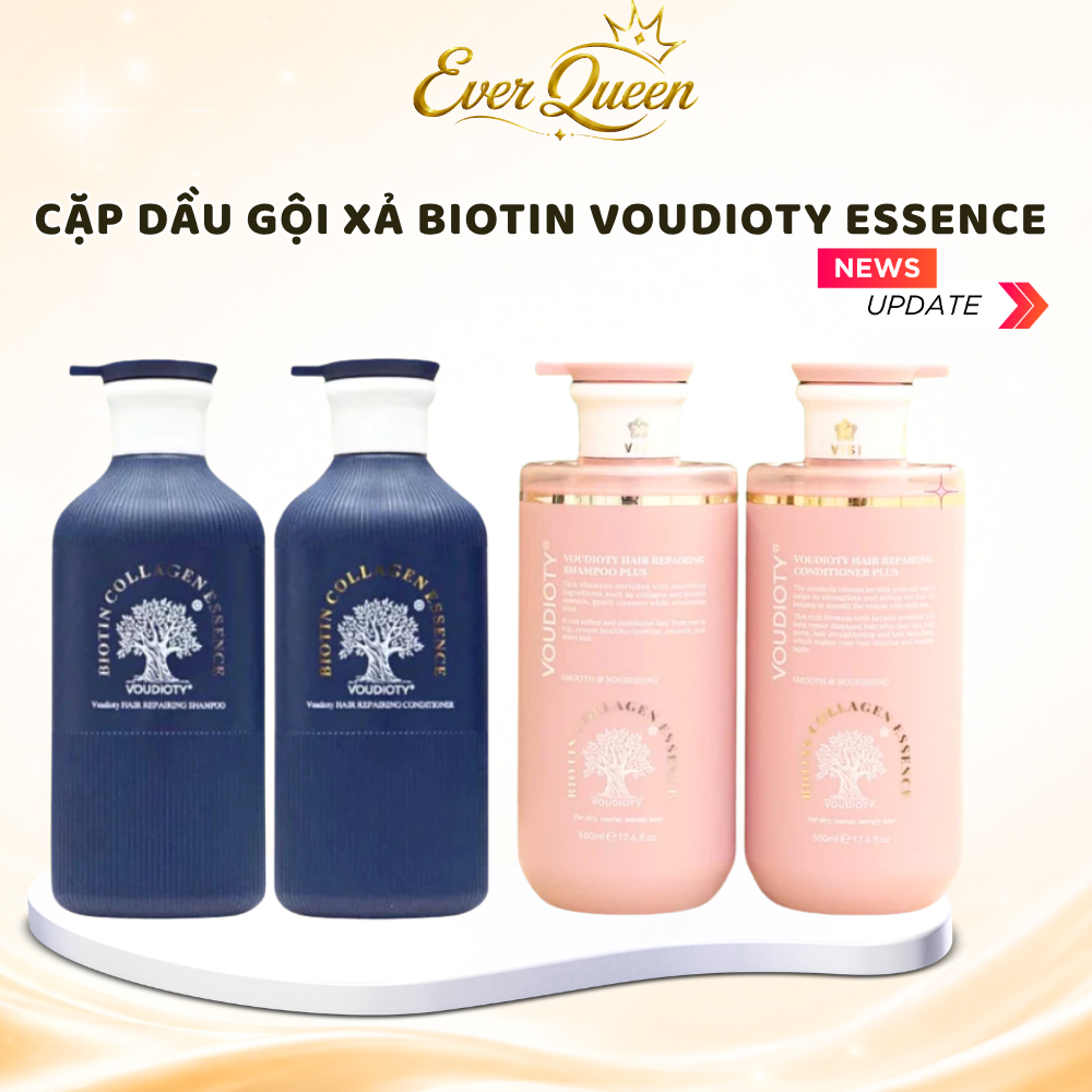 Cặp Dầu Gội Xả Biotin Voudioty Essence Phục Hồi Tóc Hư Tổn - Ever Queen