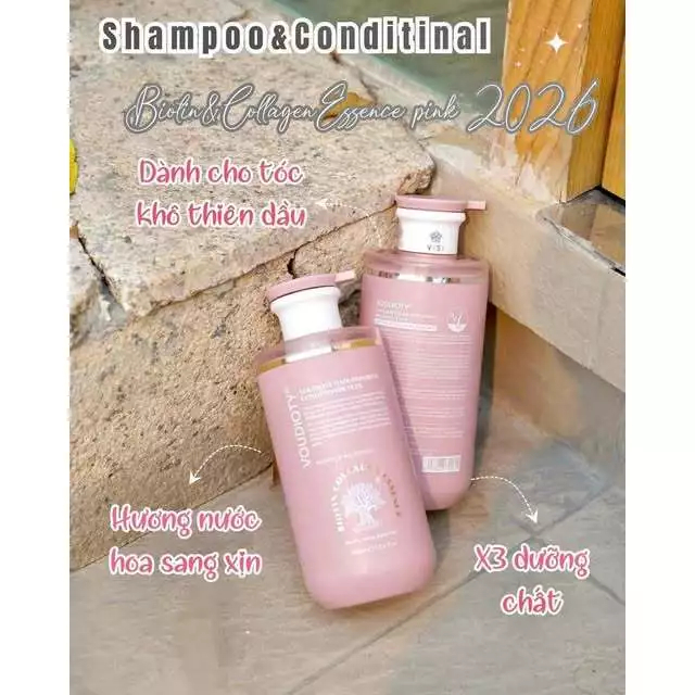 Cặp Dầu Gội Xả Biotin Voudioty Essence Phục Hồi Tóc Hư Tổn - Ever Queen