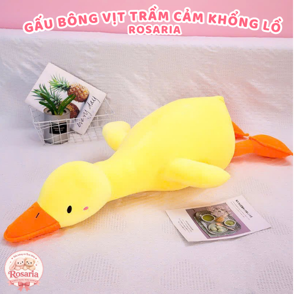 Gấu Bông Vịt Trầm Cảm Khổng Lồ – Vịt Bông Nằm Mềm Mịn Màu Trắng Vàng Gối Ôm Quà Tặng Siêu Cute
