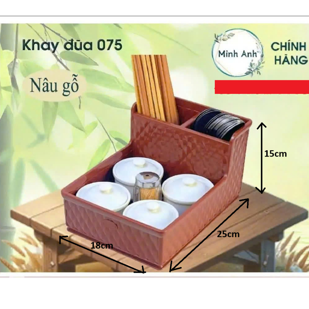 [ XUẤT VAT ]  [Hỏa tốc] Hộp đựng đũa thìa bằng nhựa giả gỗ quán cơm, nhà hàng, giá rẻ 071.075.076. khay
