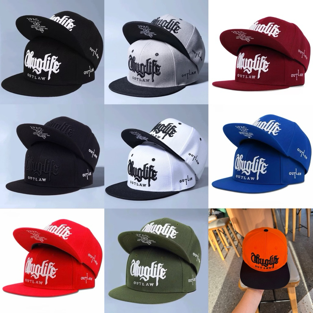 Mũ hiphop thuglife in kết dưới - Nón snapback phối kết nhiều màu thêu thuglife kèm khoá nhựa bấm thời trang